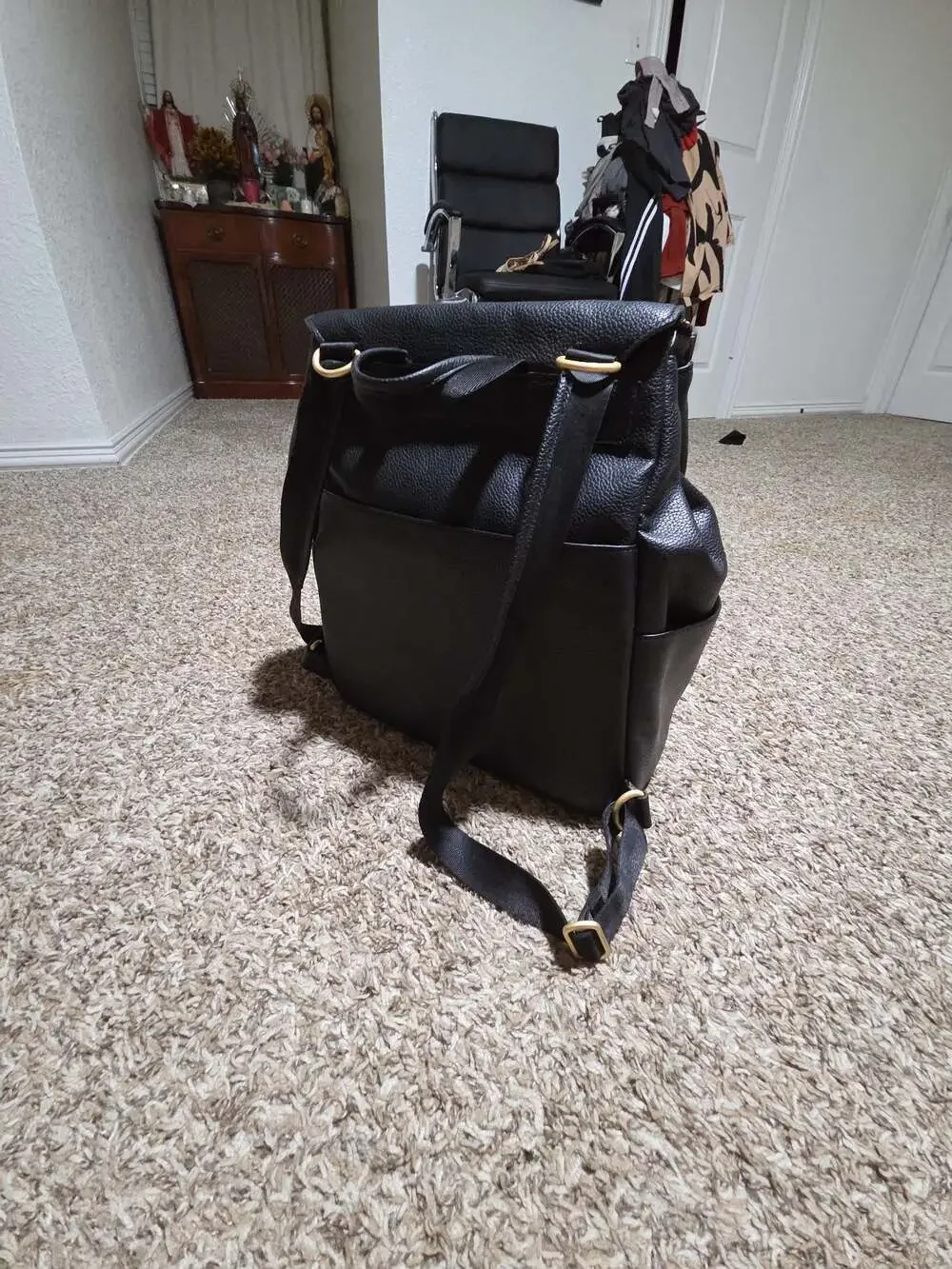 Freshly Picked Classic Diaper Backpack in Black Vegan Leather